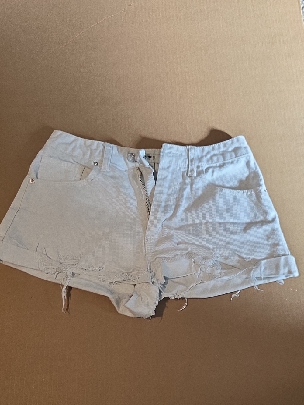 Forever 21 White Distressed Denim Shorts #75